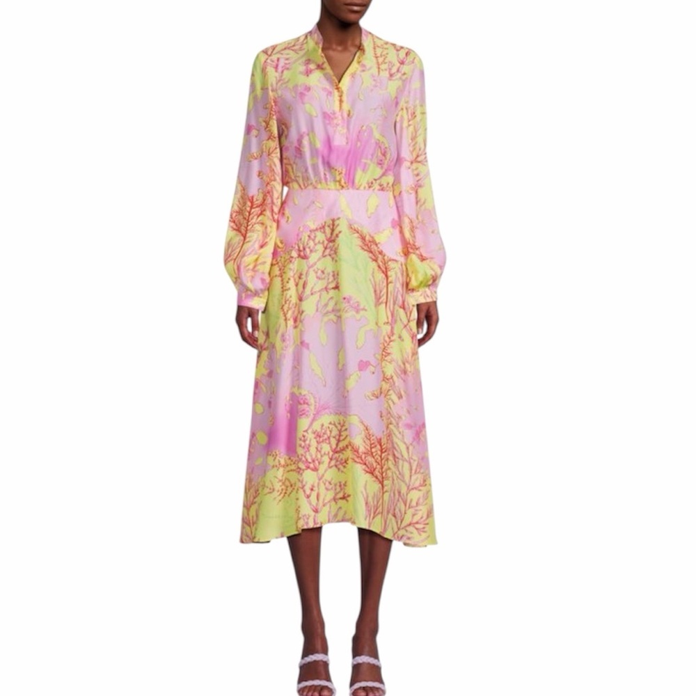 Stella McCartney Alyssa Floral Print Mandarin Collar Shirtdress Size 36